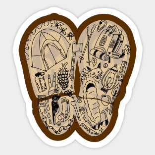 Brown Hiking Boot Footprint "Backpacking Doodles" Sticker